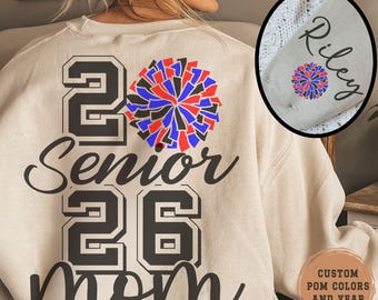 Custom Senior Cheer Mom Sweatshirt Personalized 2027 Cheerleading Senior Mama Gift For Senior Night