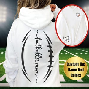Football Mom Sweatshirt With Names And Number Custom Football Long Sleeve Print Hoodie Personalized Football Mama Shirt Game Day Shirt Gift