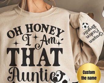 Soccer Aunt Sweatshirt Funny Soccer Auntie of Both Crewneck Personalized Soccer Cool Aunt Gift Custom Soccer Long Sleeve Shirt With Kid Name