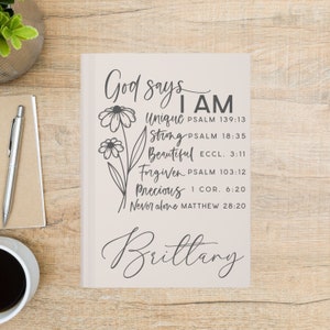 Personalized Christian Women&#39;s Journal: &quot;God Says I Am&quot; Floral Notebook