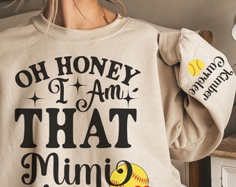 Softball Shirt For Mimi Custom Softball Long Sleeve Print Sweatshirt For Mimi Personalized Grandkids Names Grandma Softball Gift For Mimi