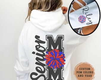 Custom Senior Cheer Mom Hoodie Personalized 2027 Cheerleading Senior Mama Sweatshirt Gift For Senior Night With Names And School Colors