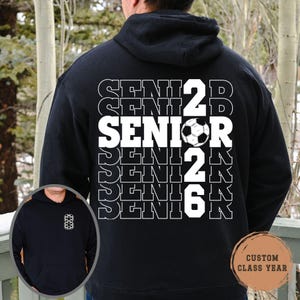 Custom Senior Soccer Hoodie Personalized Soccer Senior 2027 Sweatshirt Gift With Name And Number Matching Senior Night Soccer Team Gift
