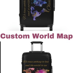 Personalized Travel Bag Luggage Roller Bag Custom Name Cabin Bag World Map Travel Bag With Wheel Roller Bag Medium Personalize Large Luggage image 10