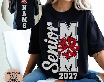 Senior Cheer Mom Comfort Colors Shirt Personalized Team Colors And Name 2027 T-Shirt Gift For Senior Night