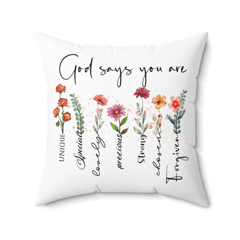 God Says You Are Wildflower Throw Pillow, Christian Home Decor imagem 6