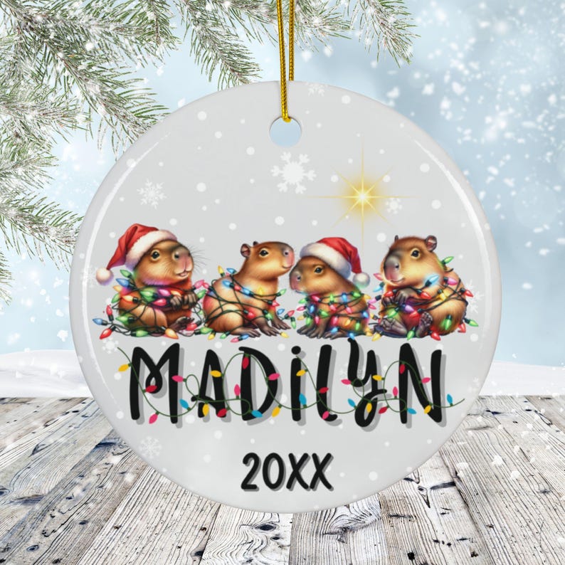 Custom Capybara Christmas Ornament for Kid Personalized Capybara