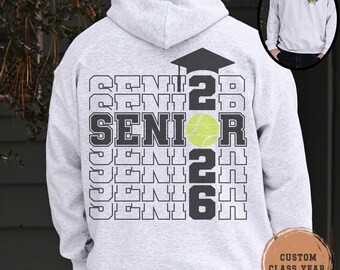 Tennis Shirt For Senior Class of 2026 Unisex Game Day Hoodie Tennis Love Gift Player Graduation Sweatshirt Senior Night Back To School Gift