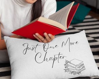 Reading Pillow Just One More Chapter Farmhouse Style Book Pillow Throw Reading Pillow Gift For Reader Book Lover Gift Lumbar Pillow For Her