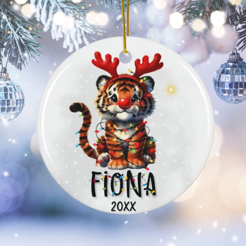 Personalized Childrens Ornament 2024 Custom Tiger Ornament for Girl