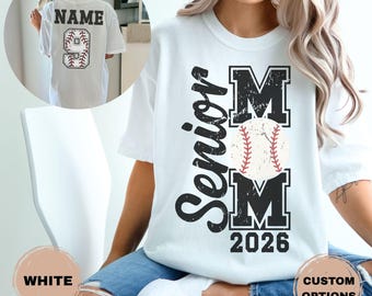 Senior Baseball Mom Shirt, Class of 2026, Personalized Comfort Colors Tee