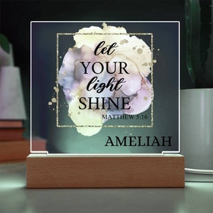 Personalized Bible Verse LED Light Custom Modern Favorite Bible Verse Gift Christian Home Faith Based Decor Religious LED Light Baptism Gift