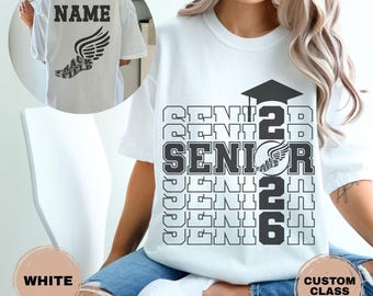 Custom Senior Track & Field Shirt Personalized Class of 2026 Track T-Shirt Senior Night Gift Unisex Comfort Colors Name Tee