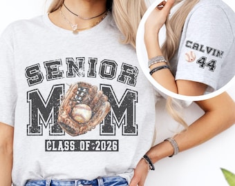 Chemise de baseball personnalisée pour maman senior, classe de 2027 personnalisée, chemise de baseball pour maman senior avec nom et numéro, cadeau pour une soirée senior