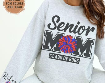 Custom Senior Cheer Mom Sweatshirt Personalized 2027 Cheerleading Senior Mama Gift For Senior Night