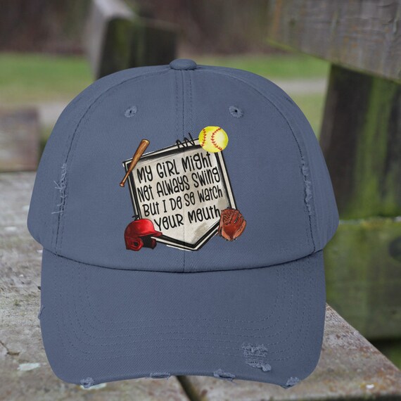 Graphic distressed ball cap YHC Distressed Cap, Black Graphic — TL Yarn Crafts main image 4