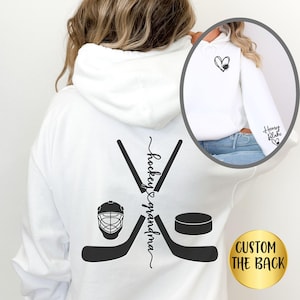 Custom Hockey Grandma Hoodie Personalized Grammy Hockey Sweatshirt Unique Game Day Hockey Gift Shirt For Granny Kids Name Number On Sleeve
