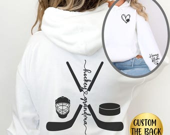 Personalized Hockey Grandma Hoodie: Custom Name, Game Day Gift