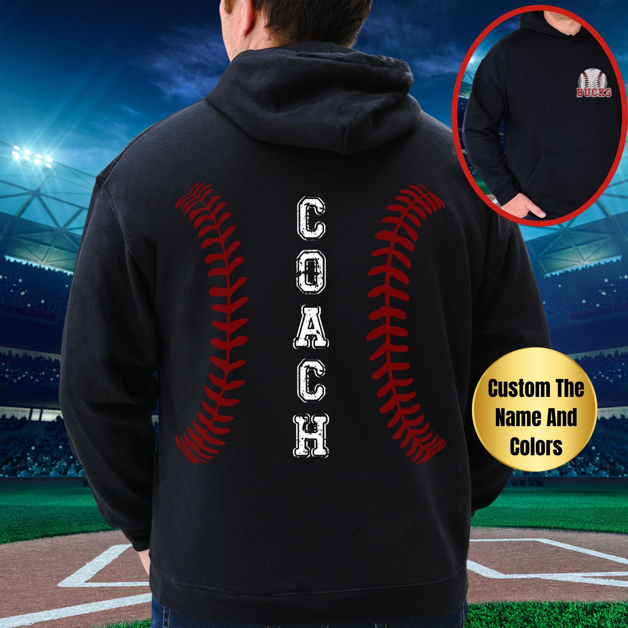 Felpa Con Cappuccio Miken Baseball/Softball – Nera/oro, Taglia L – Nuova