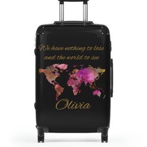 Personalized Travel Bag Luggage Roller Bag Custom Name Cabin Bag World Map Travel Bag With Wheel Roller Bag Medium Personalize Large Luggage image 4