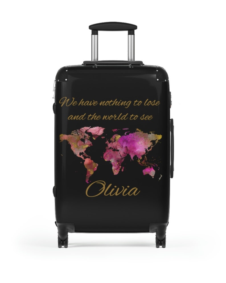 Personalized Travel Bag Luggage Roller Bag Custom Name Cabin Bag World Map Travel Bag With Wheel Roller Bag Medium Personalize Large Luggage image 4