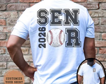 T-shirt de baseball personnalisé senior 2026, nom et numéro personnalisés