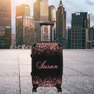 Personalized Sparkle Suitcase Cabin Case Custom Carry On Roller Bag Custom Luggage Travel Personalized Weekend Bag With Wheels Medium Large
