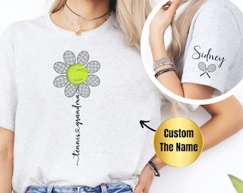 Personalized Floral Tennis Shirt, Custom Name Sleeve