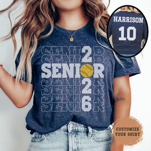 Custom Senior Softball Shirt Class Of 2027 Personalized Softball Senior Night Gift With Name And Number Tee