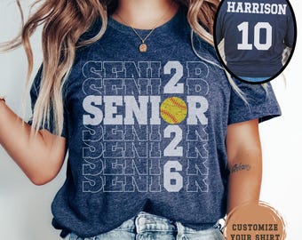 Senior Softball Shirt Class 2026 Custom Softball Tshirt  Senior Night Gift  Highschool College Softball T-Shirt Gift Softball Player Tee