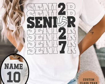 Personalized Senior Volleyball Shirt Custom Name And Number Volleyball Senior T-Shirt 2027 Senior Night Gift