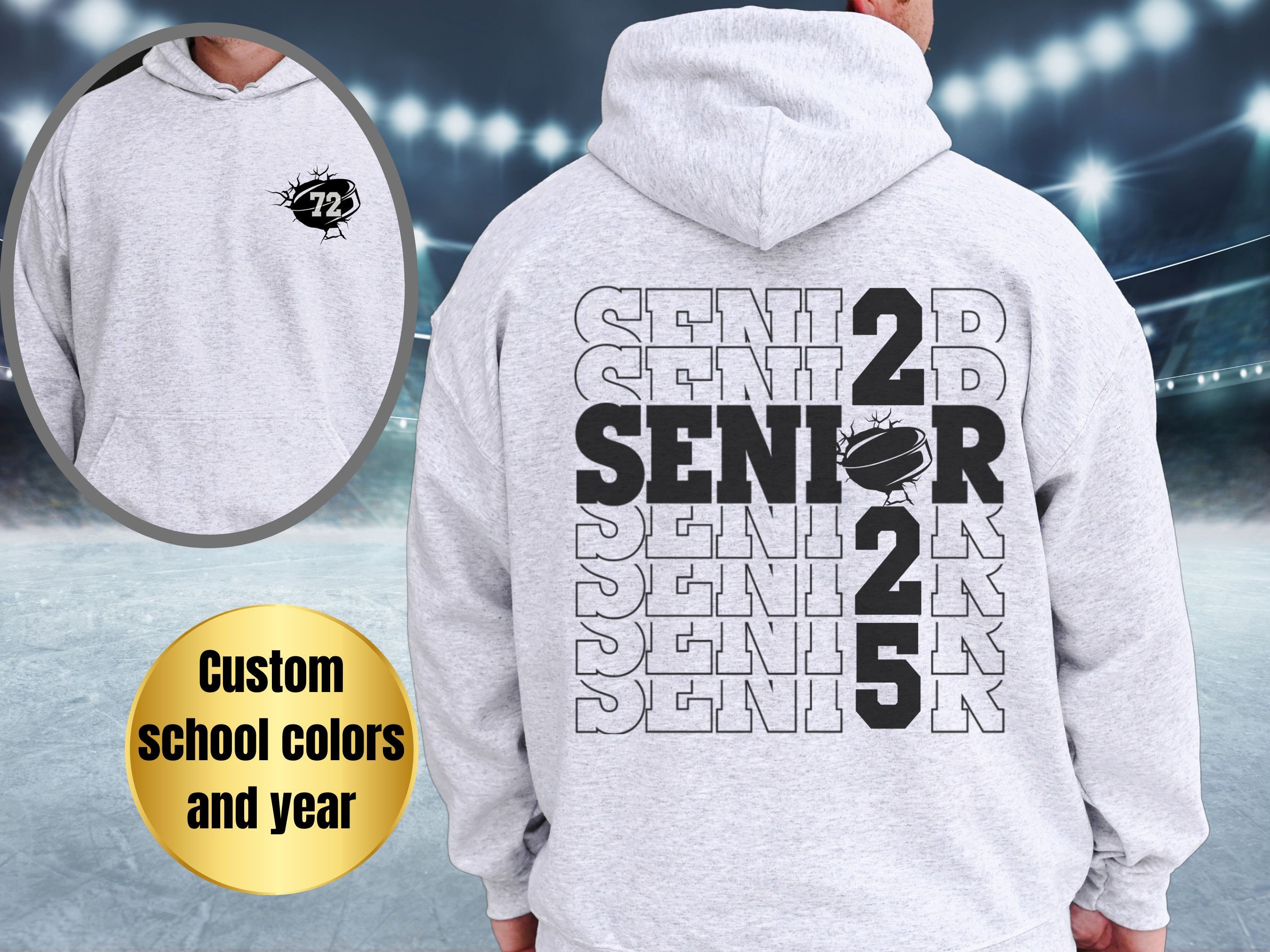Senior Hockey Gift Custom Hockey Senior Hoodie Personalized