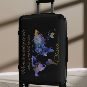 Personalized Travel Bag Luggage Roller Bag Custom Name Cabin Bag World Map Travel Bag With Wheel Roller Bag Medium Personalize Large Luggage