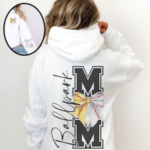 Personalized Ballpark Mom Hoodie Custom Baseball Softball Mom Gift Ball Park Mom Sweatshirt Game Day Shirt