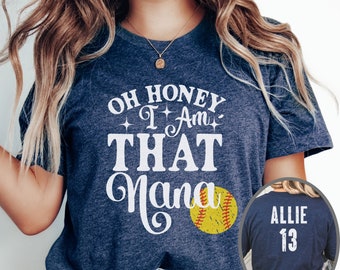 Funny Softball Nana Shirt: Personalized Name & Number Tee