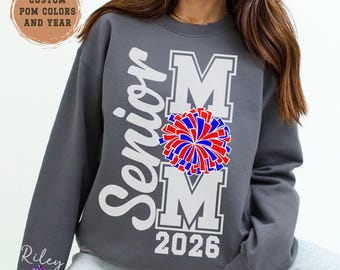 Custom Senior Cheer Mom Sweatshirt Personalized 2027 Cheerleading Senior Mama Gift For Senior Night