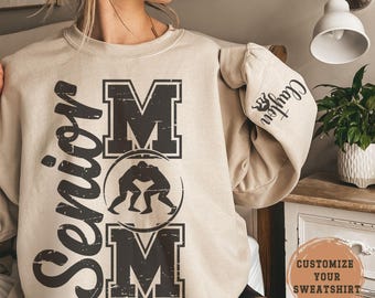Custom Senior Wrestling Mom Sweatshirt 2027 Personalized Wrestling Senior Mom Crewneck Sweater Name Matching Senior Night Gift For Mom Squad