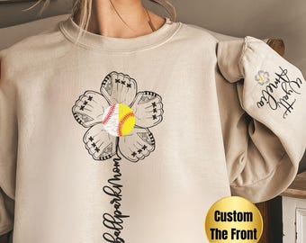 Personalized Baseball Softball Mom Sweatshirt, Funny Mama Crewneck