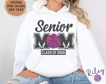Custom Senior Cheer Mom Hoodie Personalized  2027 Cheerleading Senior Mama Sweatshirt Gift For Senior Night With Names And School Colors