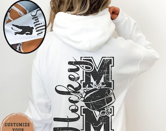 Personalized Hockey Mom Hoodie: Game Day Sweatshirt with Kid Name