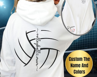Volleyball Mom Sweatshirt With Names And Number Custom Volleyball Long Sleeve Print Hoodie Personalized Volleyball Mama Game Day Shirt Gift