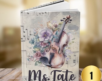 Personalized Violin Teacher Journal, Floral Music Notebook