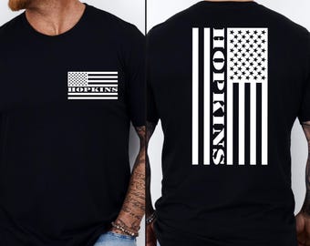 Personalized Last Name American Flag Shirt, Patriotic Family USA T-Shirt Gift