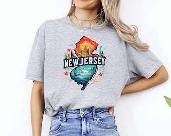 New Jersey Shirt, New Jersey Map T-Shirt, NJ Pride Tee, New Jersey State Shirt, New Jersey Cities Shirt, New Jersey Vacation Shirt