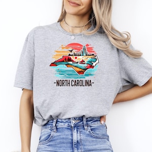 North Carolina Shirt, North Carolina Map T-Shirt, North Carolina Pride Tee, North Carolina State Shirt, North Carolina Vacation Tee image 1