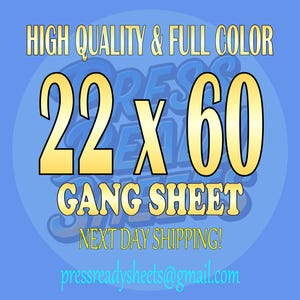 60 inch DTF Gang Sheet: Full Color Heat Press Transfer Design