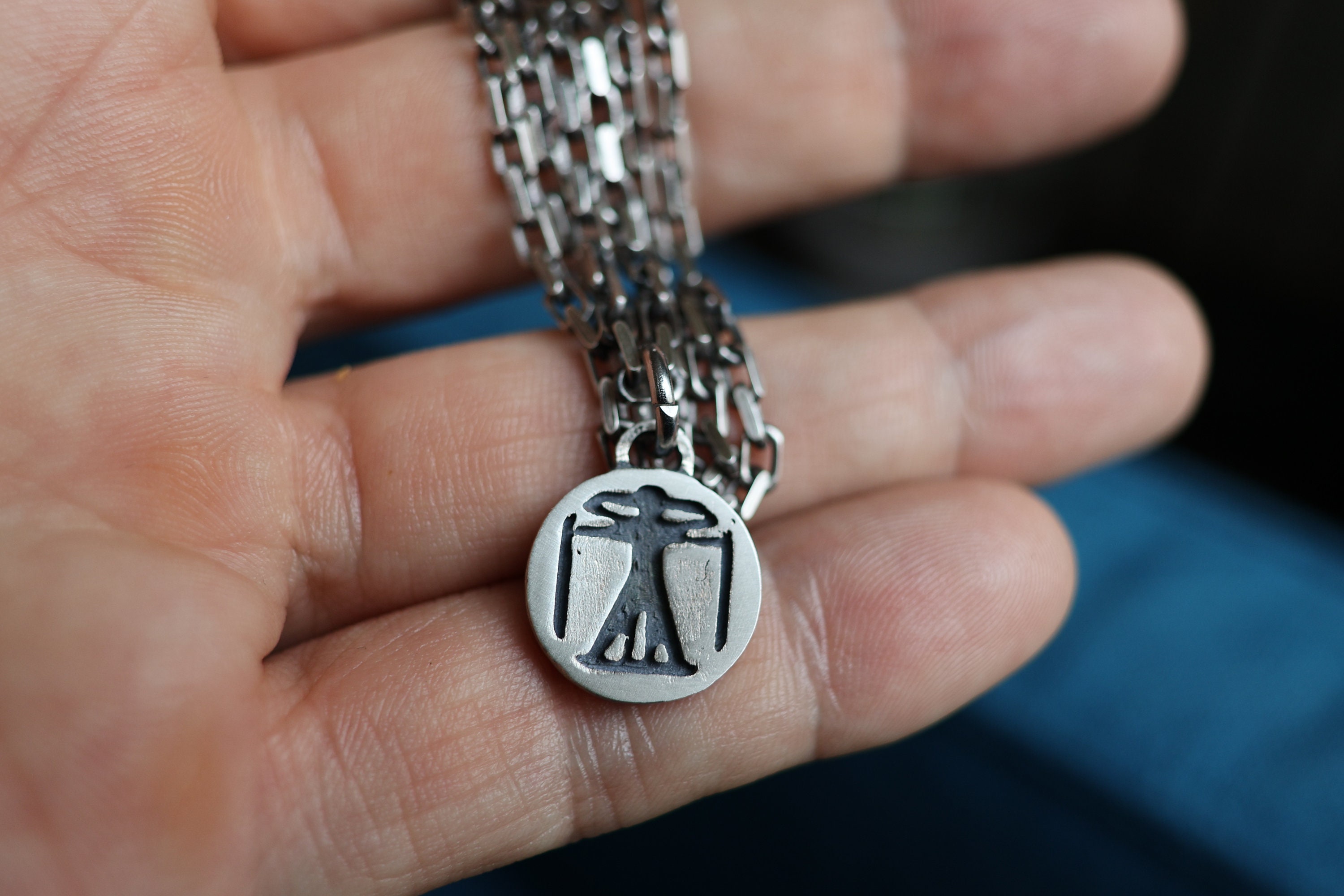 Vitruvian Man Pendant Necklace Silver Necklace for Men - Etsy