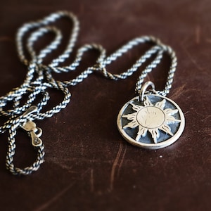 Sun Symbol Pendant Fine Silver Pendant Necklace