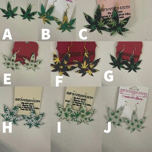 Marihuana faux lederen oorbellen op maat gesneden en handgemaakt