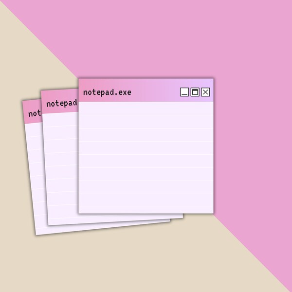 Notepad.Exe Sticky Note Pad Vaporwave | Adhesive Notepad 50 Sheets | Kawaii Staionary